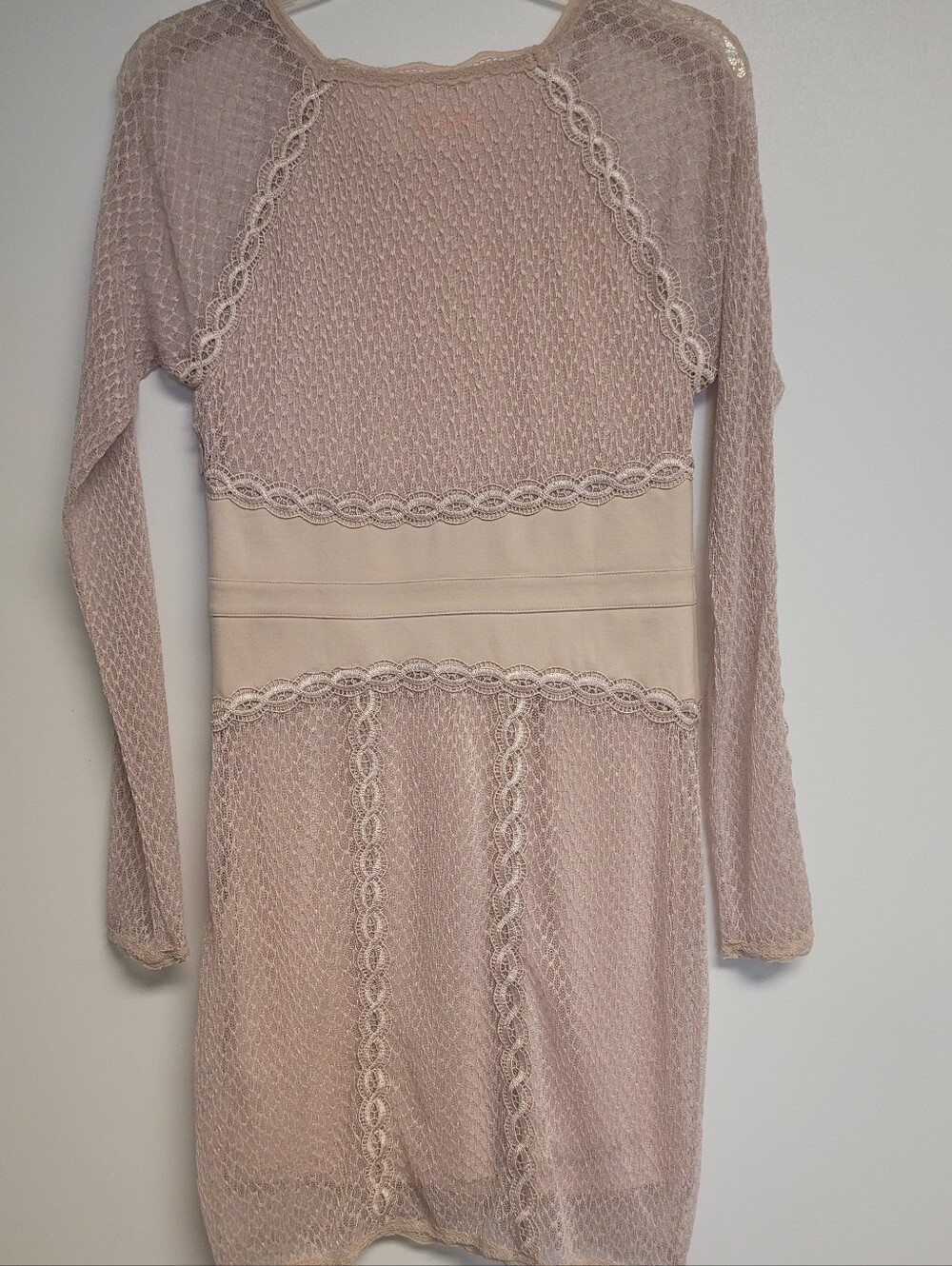 Free People Women's Lace & Mesh Body-Con Dress Nude Sz. X Small - Picture 10 of 10